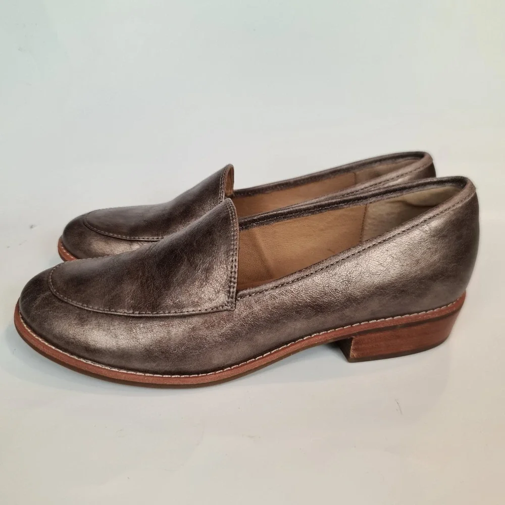 Sofft Napoli Bronze Metallic Leather Loafers Womens‎ 9M Round Toe Slip Shoes